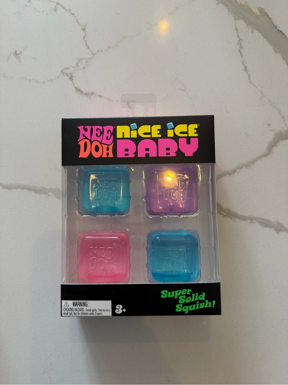 Nee Doh Nice Ice Baby 4-Pack Solid Squish Toy - Blue, Pink, Purple